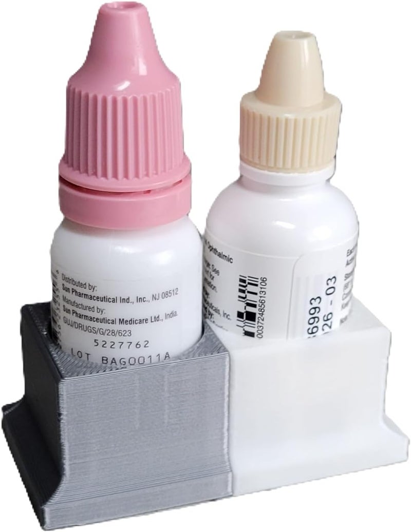Znet3D Eye Drops Organizer and Tracker, AM/PM Dual Slot Holder (Silver/White) - Image 2